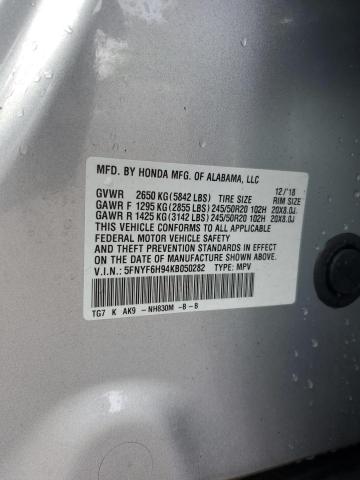 5FNYF6H94KB050282 Honda Pilot Touring