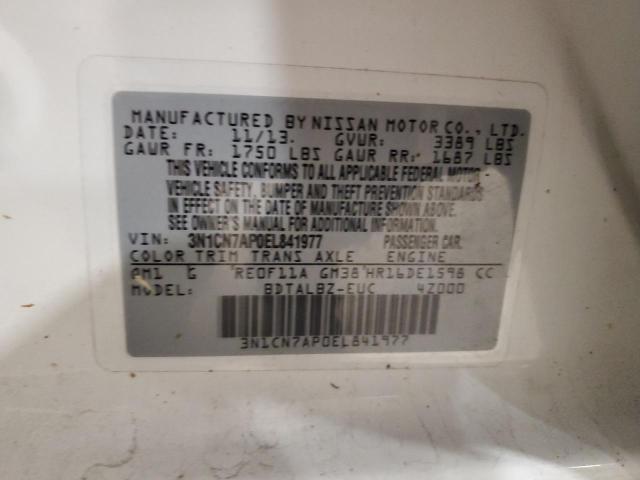 3N1CN7AP0EL841977 Nissan VERSA S