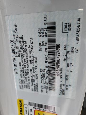 3FA6P0PU6JR224900 Ford Fusion Se Phev