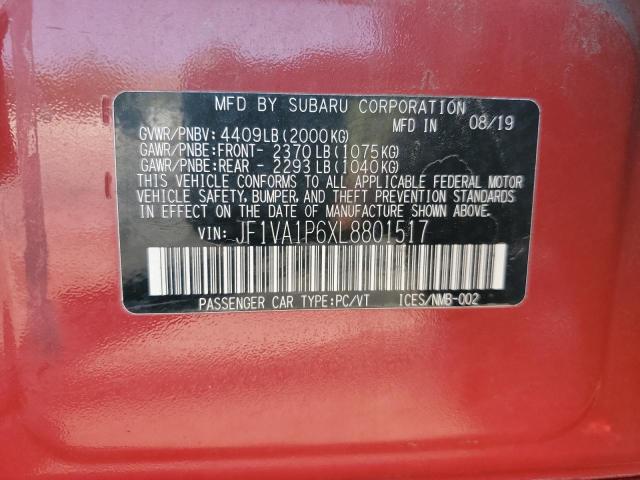 JF1VA1P6XL8801517 Subaru WRX LIMITE