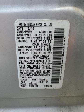 JN8AS5MT6FW666175 Nissan Rogue Select S