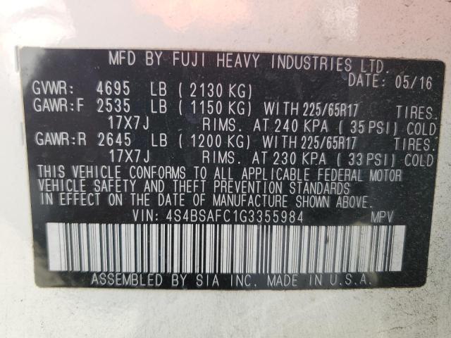 4S4BSAFC1G3355984 Subaru Outback 2.5i Premium