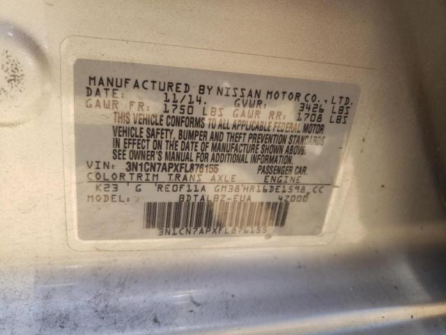 3N1CN7APXFL876155 Nissan VERSA S