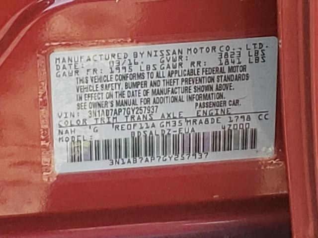 3N1AB7AP7GY257937 Nissan SENTRA S