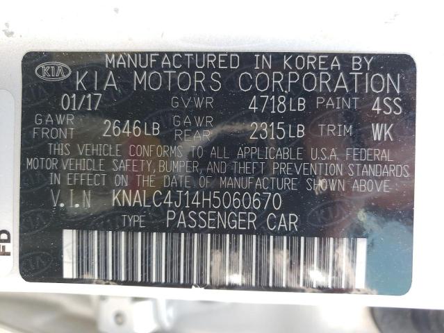 KNALC4J14H5060670 KIA CADENZA PR