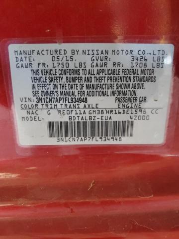 3N1CN7AP7FL934948 Nissan VERSA S