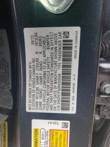 2HGFE1F92RH305548 Honda Civic Touring