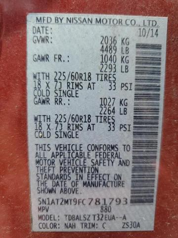 5N1AT2MT9FC781793 Nissan ROGUE S