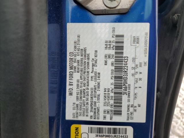 3FA6P0HD3JR224433 Ford FUSION SE