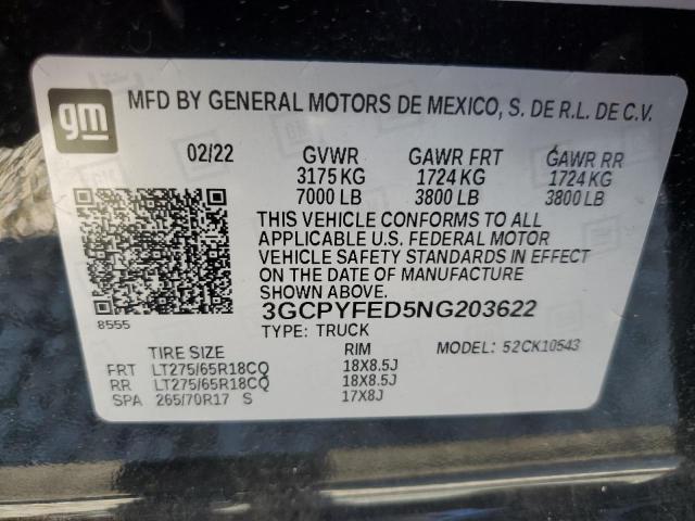 3GCPYFED5NG203622 Chevrolet Silverado