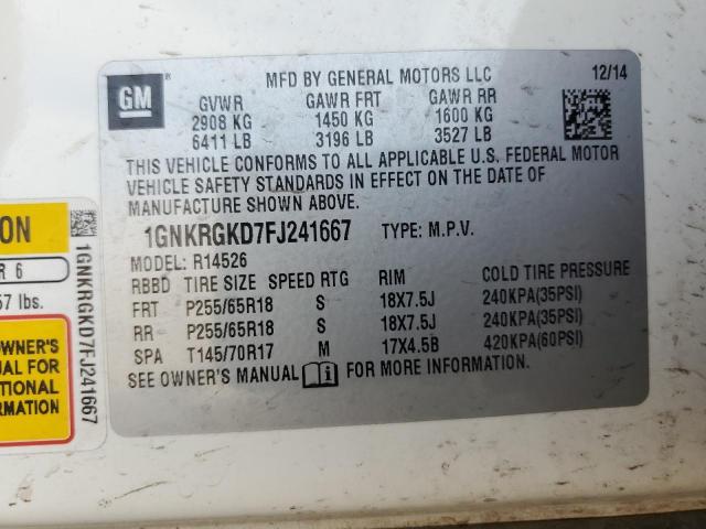 1GNKRGKD7FJ241667 Chevrolet Traverse Lt