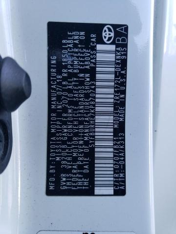 5YFBURHE7KP870743 Toyota COROLLA L