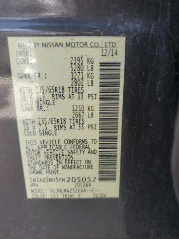 5N1AZ2MH5FN205052 Nissan MURANO S