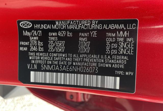 5NMJA3AE6NH026073 Hyundai TUCSON SE