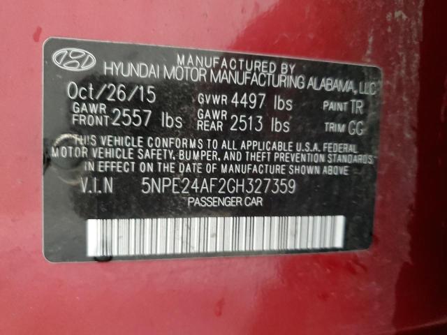 5NPE24AF2GH327359 Hyundai SONATA SE