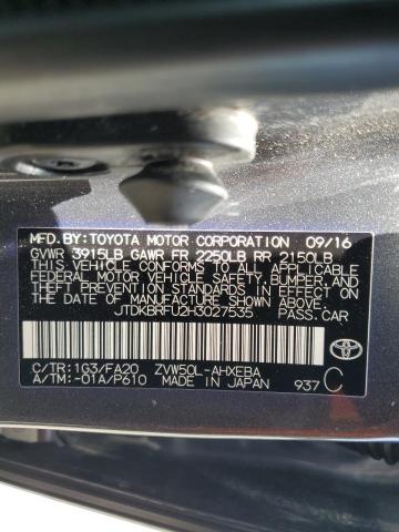 JTDKBRFU2H3027535 Toyota Prius