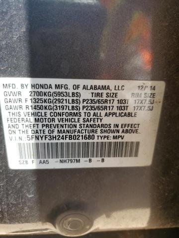 5FNYF3H24FB021680 Honda PILOT LX