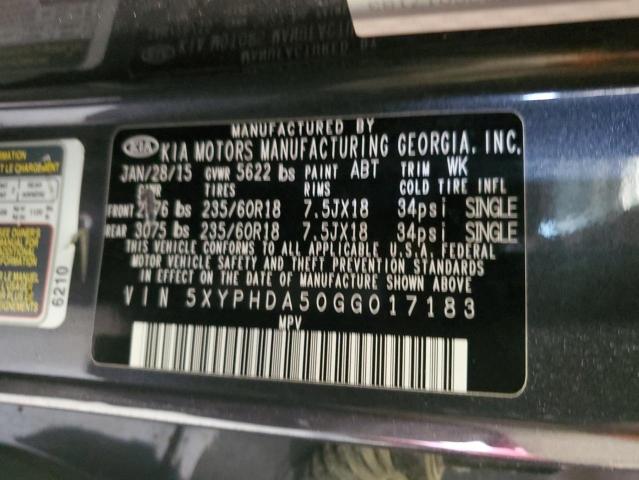 5XYPHDA50GG017183 KIA SORENTO EX