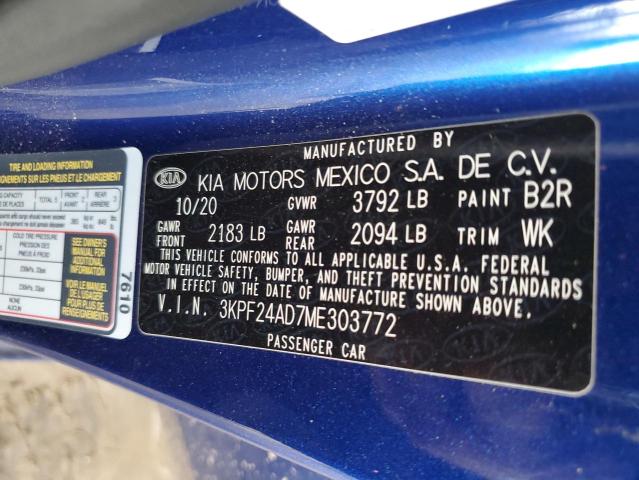 3KPF24AD7ME303772 KIA FORTE FE