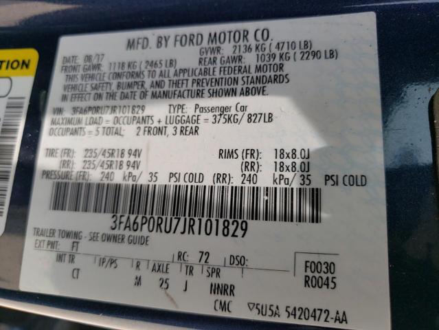 3FA6P0RU7JR101829 Ford FUSION TIT