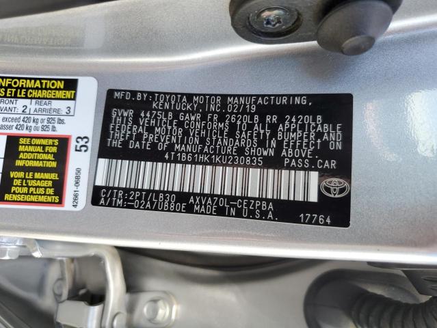 4T1B61HK1KU230835 Toyota a25a-fks