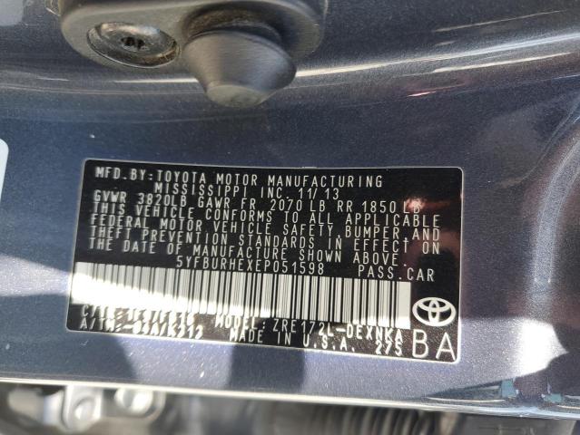 5YFBURHEXEP051598 Toyota 2zr-fe