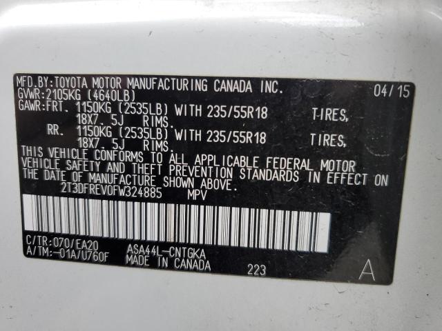 2T3DFREV0FW324885 Toyota 2ar-fe
