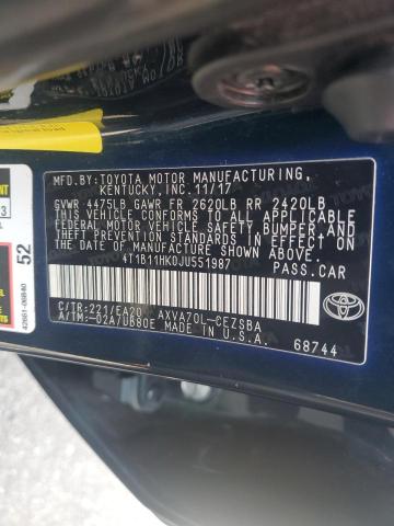4T1B11HK0JU551987 Toyota CAMRY L