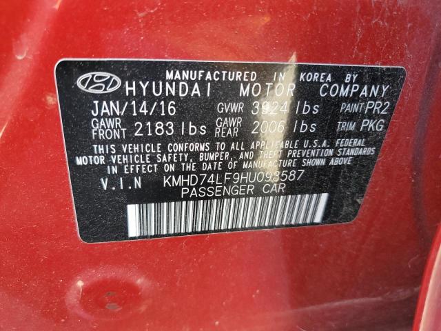 KMHD74LF9HU093587 Hyundai 2017