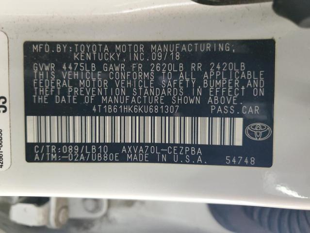 4T1B61HK6KU681307 Toyota a25a-fks