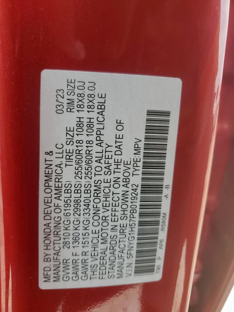 5FNYG1H57PB019242 Honda PILOT EXL