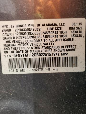 5FNYF6H12GB022515 Honda j35y6