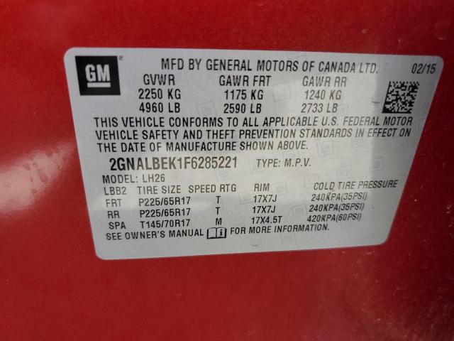 2GNALBEK1F6285221 Chevrolet lea - flex fuel (gas/alc), aluminum, ho,