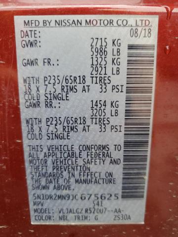 5N1DR2MN9JC675625 Nissan 2018