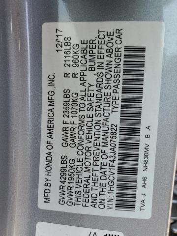 1HGCV1F43JA075822 Honda l15be