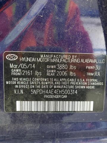 5NPDH4AE4EH500314 Hyundai ELANTRA SE