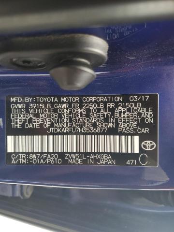 JTDKARFU7H3536877 Toyota 2zr-fxe,1nm