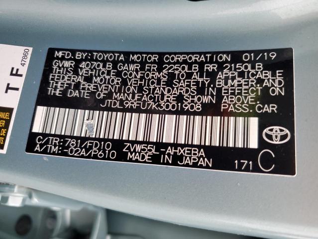 JTDL9RFU7K3001908 Toyota Prius