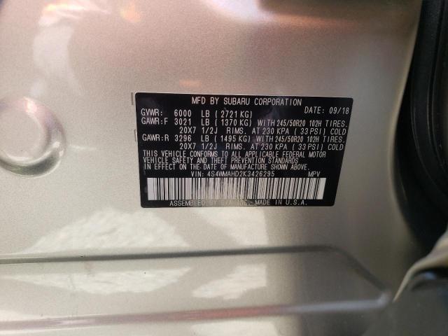 4S4WMAHD2K3426295 Subaru 2019