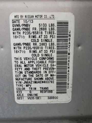 JN8AZ1MU4EW403792 Nissan 2014