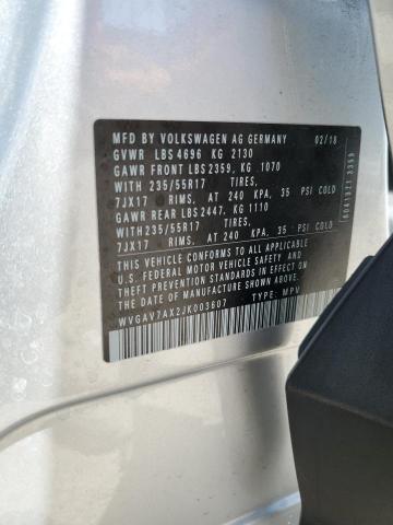 WVGAV7AX2JK003607 Volkswagen TIGUAN LIMITED