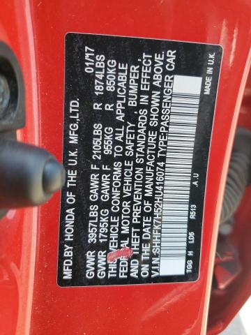 SHHFK7H52HU416074 Honda l15ba