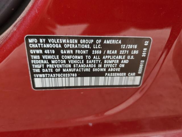 1VWBT7A37GC023783 Volkswagen PASSAT SE