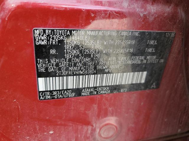 2T3DFREV4HW583804 Toyota 2ar-fe