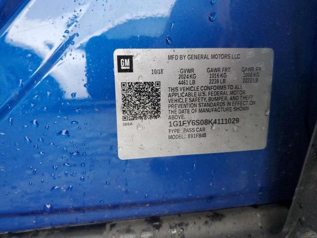 1G1FY6S08K4111029 Chevrolet BOLT EV LT