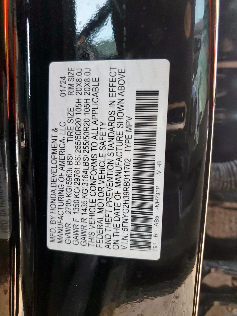 5FNYG2H39RB011702 Honda PILOT SPOR