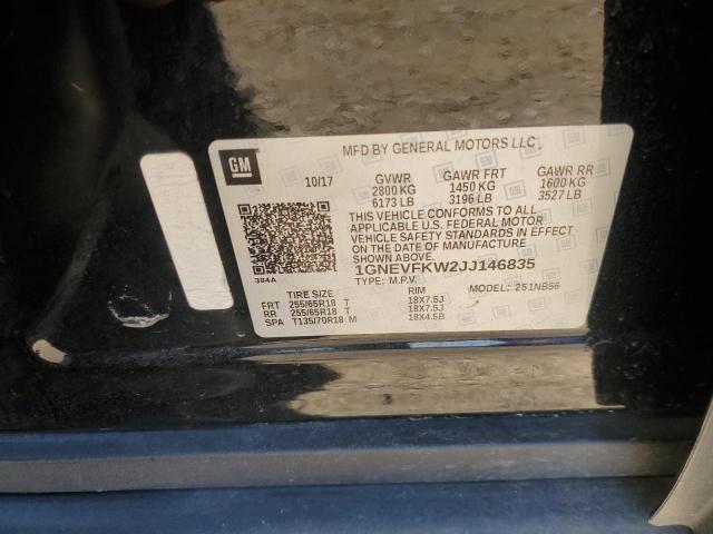 1GNEVFKW2JJ146835 Chevrolet lfy - spark ignited direct injection, atss, gen 1