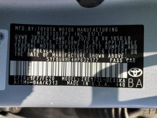 5YFBURHE4HP632177 Toyota 2zr-fe