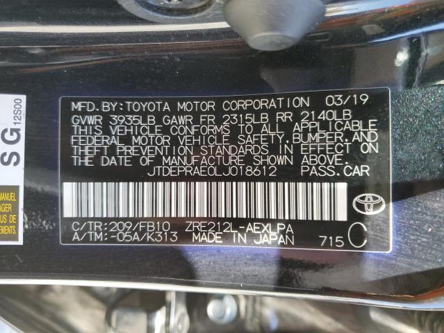 JTDEPRAE0LJ018612 Toyota COROLLA LE