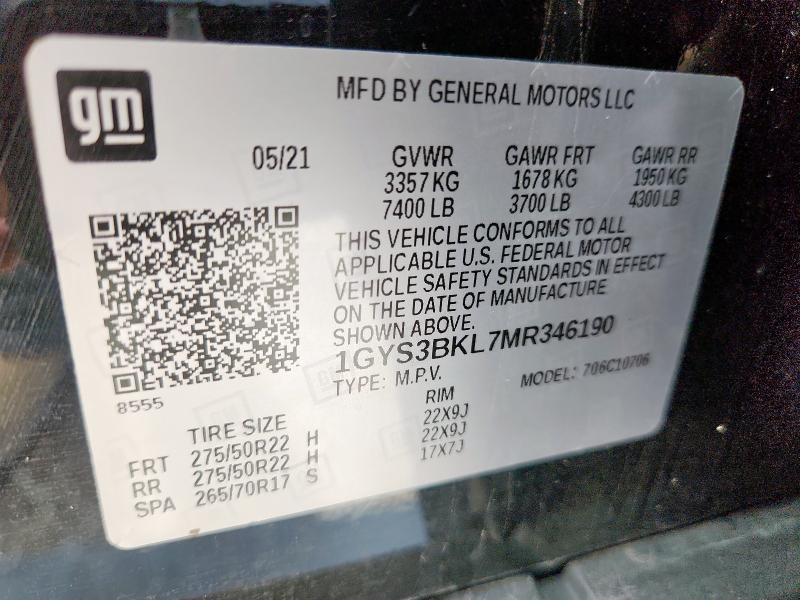 1GYS3BKL7MR346190 Cadillac l87